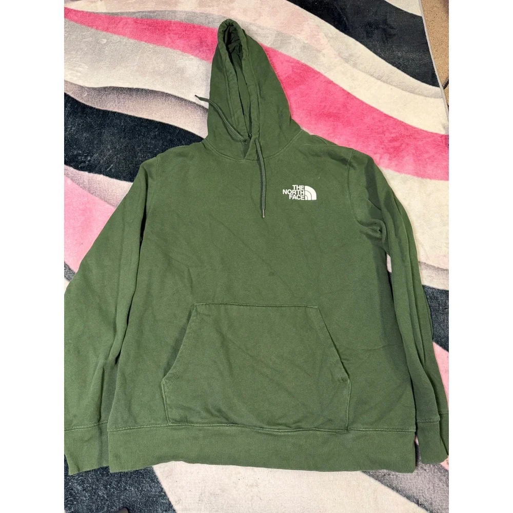 The North Face Mens Green Graphic Pullover Hoodie Never Stop Exploring Large